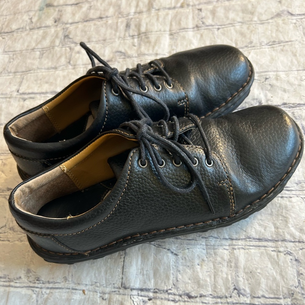 CABELA’S BLACK PEBBLE GRAIN LEATHER CHUNKY OXFORD WOMEN’S SHOES SIZE 8.5